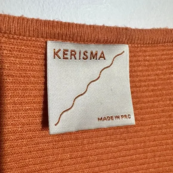 Kerisma Ryu Boho Vneck Top Sweater Women M/L Orange Spring Casual Minimal Cozy - Picture 8 of 8